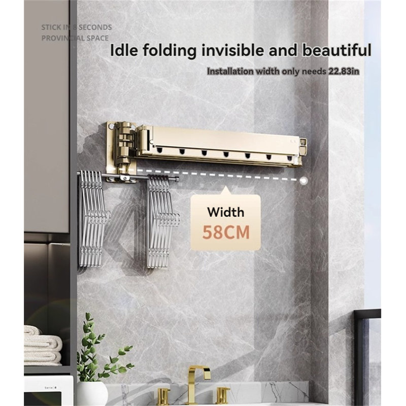 Spacemaster Pro Retractable Folding Clothes Rack, 6.49" H x 54.33" W x 15.74" D