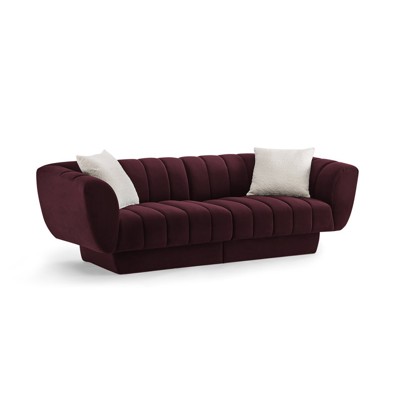 Charlotte 224Cm Velvet Rolled Arms Chesterfield Sofa, Lavender
