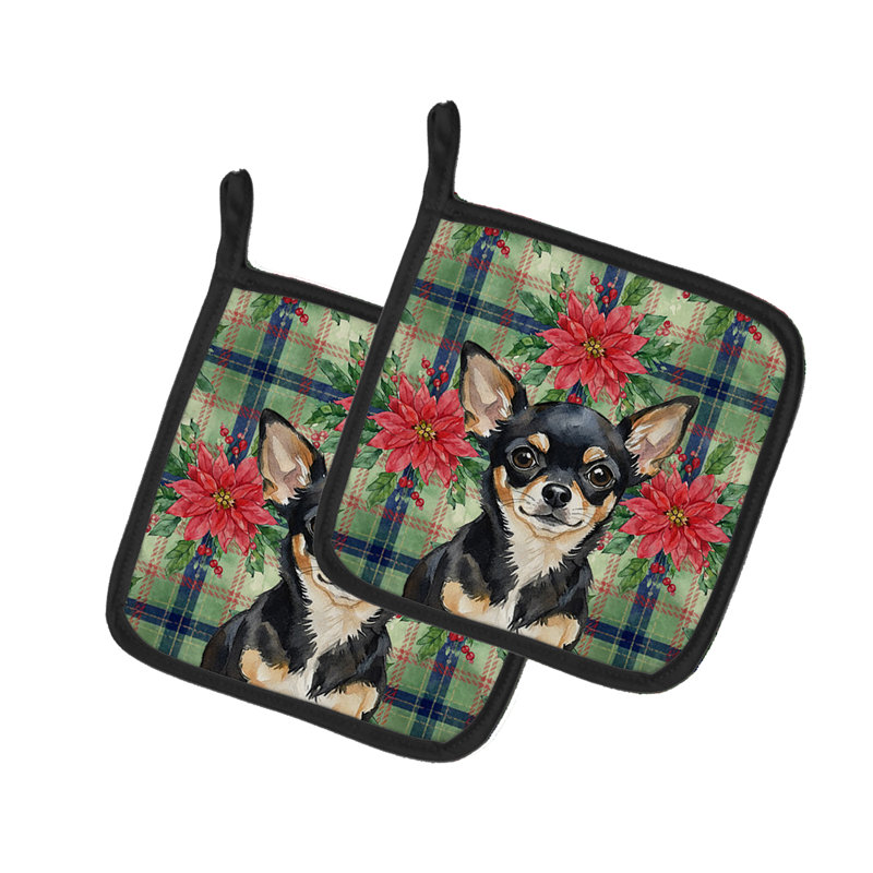 Paire de porte-casseroles noir et brun clair Chihuahua, Noir / brun clair