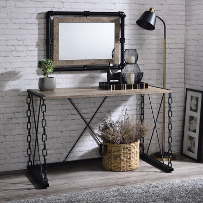 Rustic And Modern Console Table In Oak Black Finish Stylish Rectangular Hue