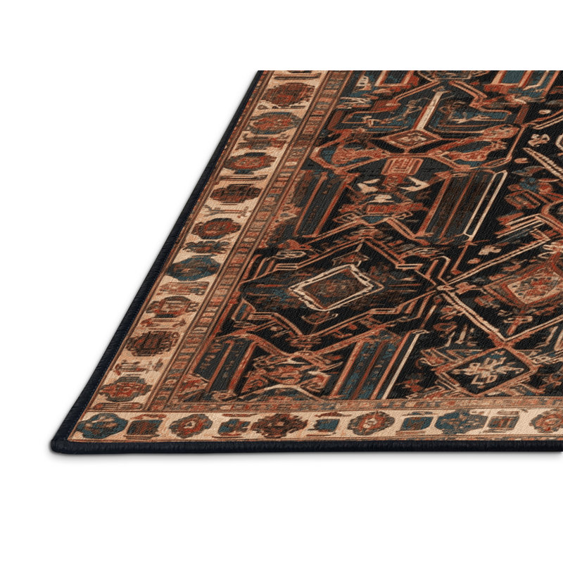 Tapis art déco brun lavable à la machine