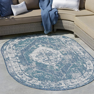 Tapis d'intérieur / extérieur bleu Susan