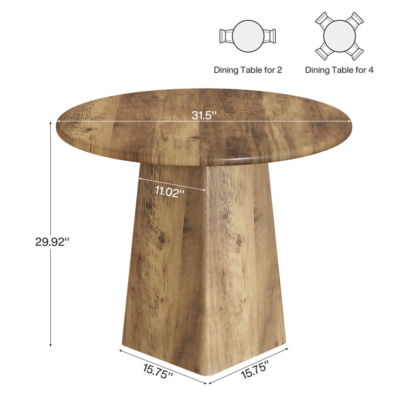 31.5-Inch Round Dining Table, Brown