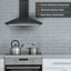 Hotte de cuisine 24 pouces, hotte de cuisine murale en acier inoxydable peint en noir 480Cfm - Ventilateur d'extraction à 3 vitesses, convertible sans conduit / conduit, hotte de cheminée de style cheminée, lumière à DEL et bouton de commande-107667395-119338406