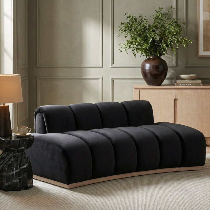 Causeuse en velours Jace, Velours noir