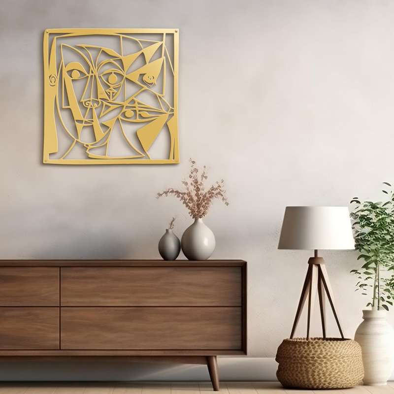Décoration murale en métal, Or, H 24 po x l 24 po x P 0,05 po