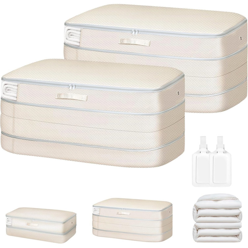 Nylon Compression Storage Bags Reinforced Handle Mesh Window Space Saver for Bedding Comforter Blanket
