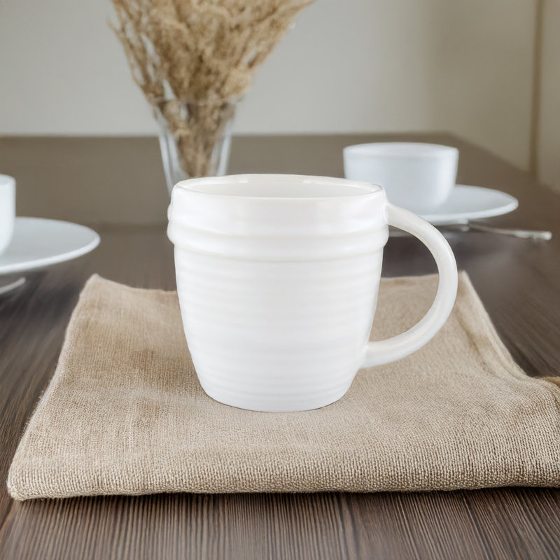 Grande tasse à café 10 oz Lines, Blanc