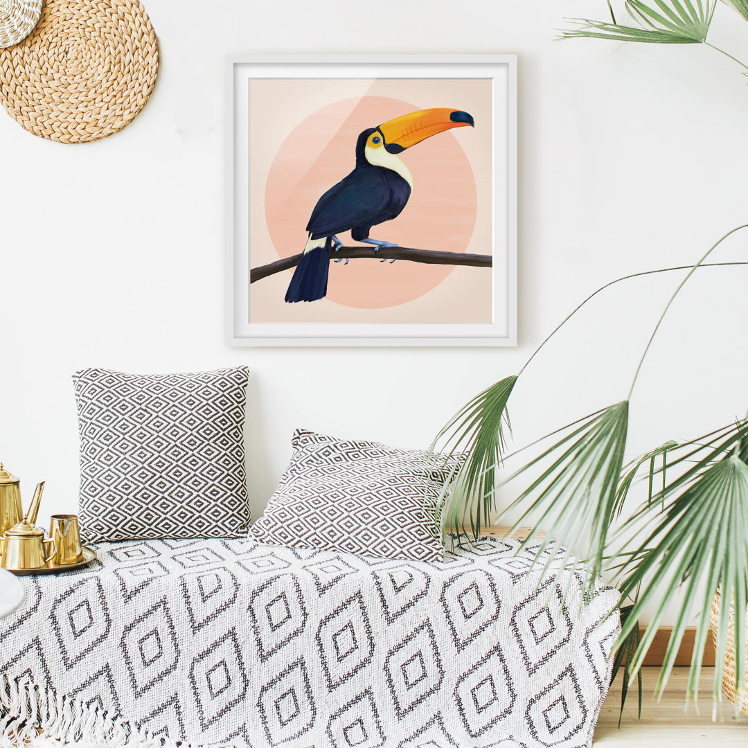 Gerahmtes Plakat-Illustrations-Vogel-Tukan-Pastell