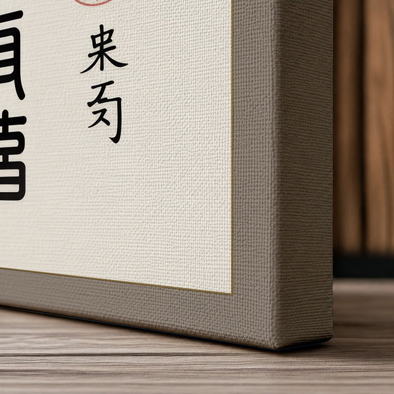 Cat and Circle with Seals Japandi 1 Piece Wrapped Canvas Wall Art, 24x16 - 61.0 x 40.6 cm, Taupe Border