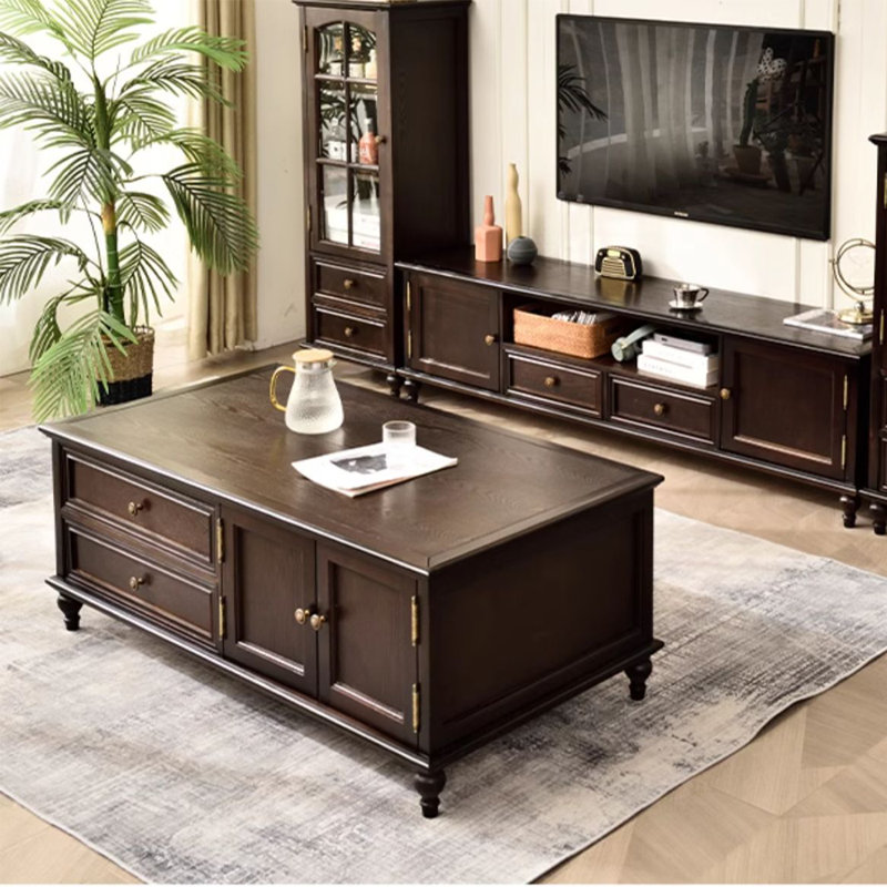 Table basse en pin de qualité, Bois brun foncé