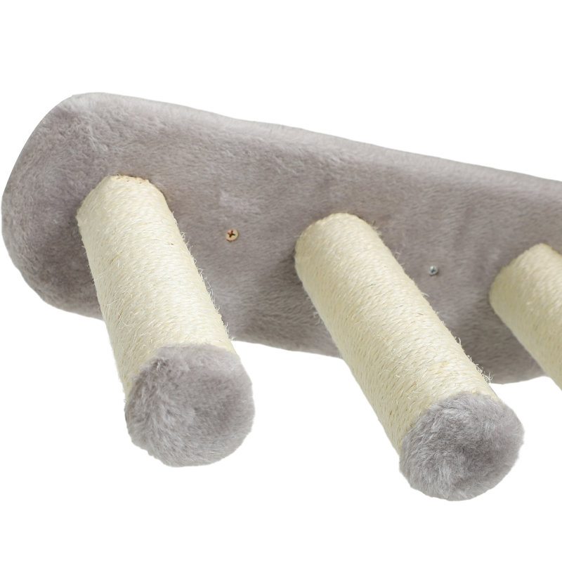 3 tablettes murales pour chat avec poteau à griffer 3 pièces, perchoirs, marches, gris clair