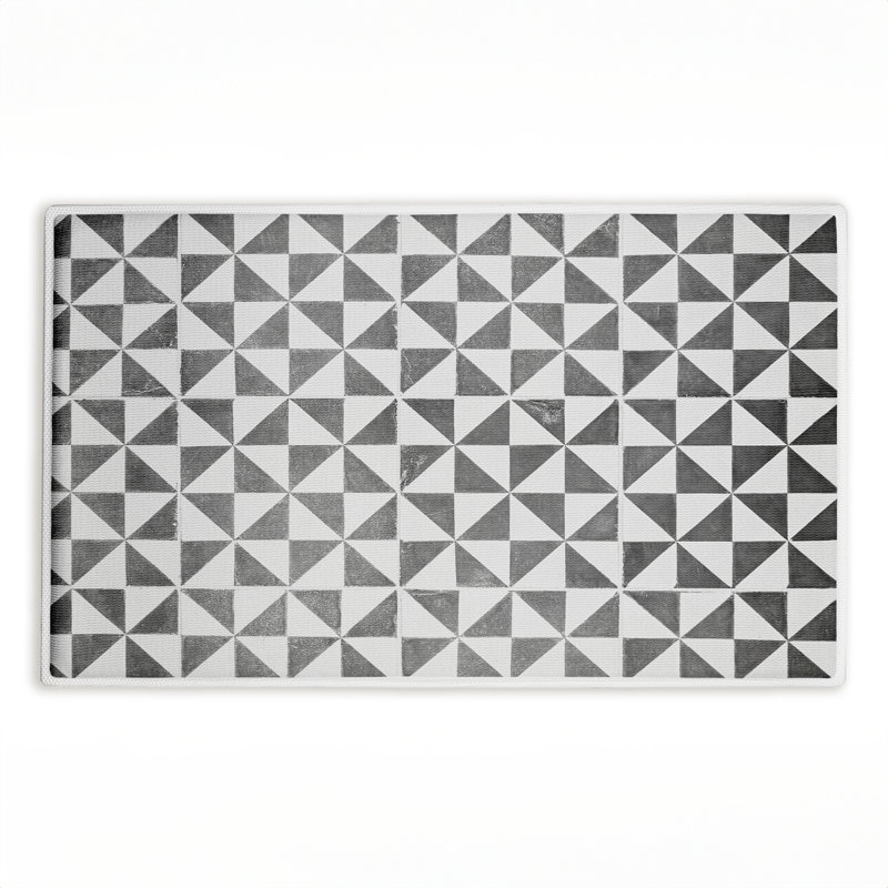 Tapis de bain et tapis de bain en peluche à imprimé géométrique de style méditerranéen, par Erin Marie, 18 po x 30 po