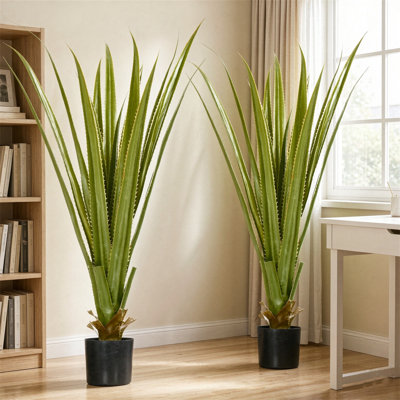 90 cm H Faux Agave Plant in Cement Freestanding  Planter