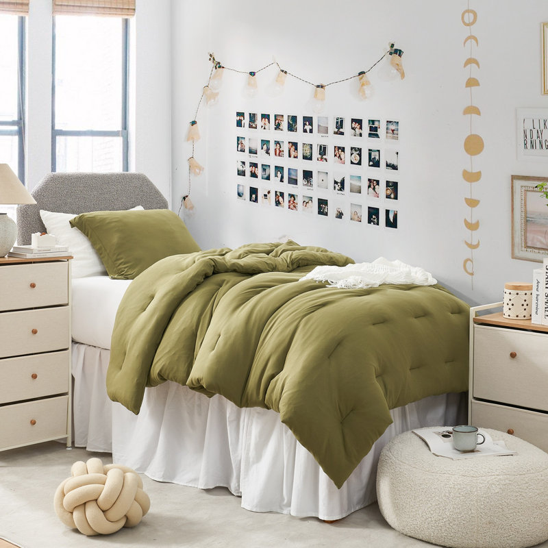 Ensemble d'édredon surdimensionné Summa, Vert, Édredon simple extra long + 1 taie décorative st