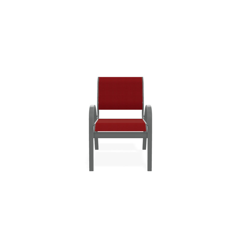 Aruba 1 Outdoor Dining Armchair, Red 1D Sunbrella®, Textured Graphite