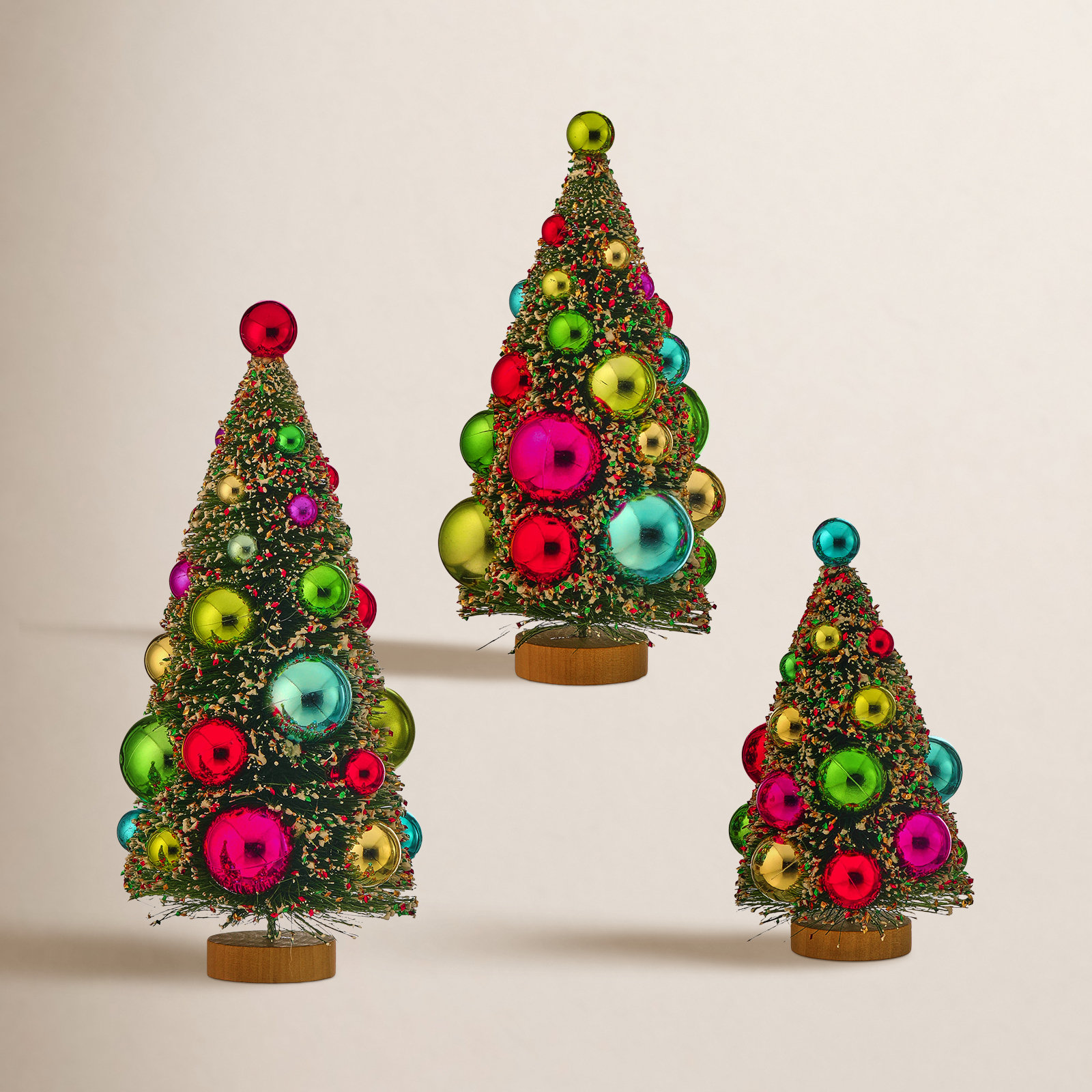 8-11.5" Retro Sisel Ornament Tree Set of 3