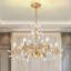 Vintage Gold Crystal Candle Chandelier, 6-Light Iron Pendant for Dining Room and Living Room