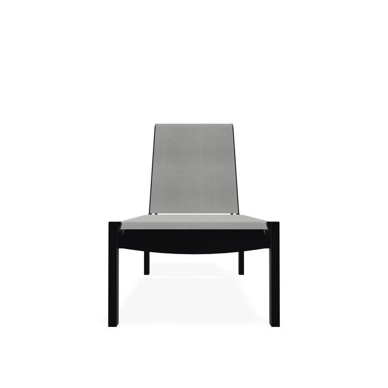 Leeward Sling Marine Grade Polymer Lay-flat Stacking Armless Chaise with Wheels, Kora, Black