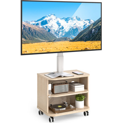 Meuble télé mobile avec tablettes en bois pour téléviseurs ACL à DEL de 32 à 65 pouces