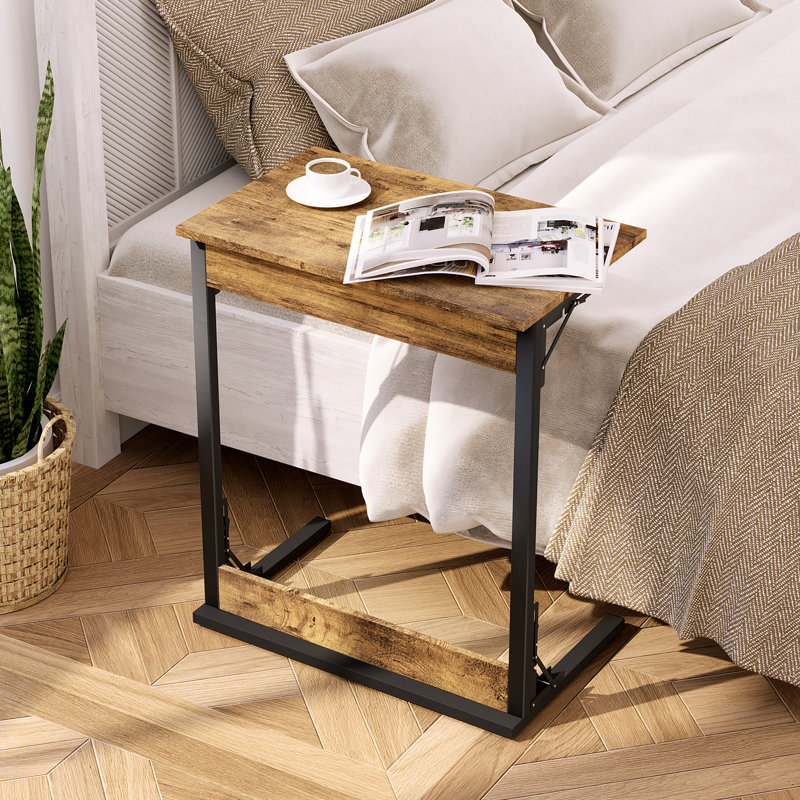 Table de bout pliante en forme de C, Brun