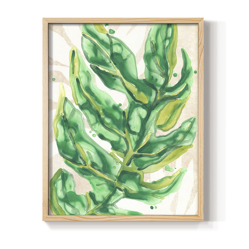 «Parchment Palms III», reproduction encadrée - bois massif, H 11 po x l 9 po