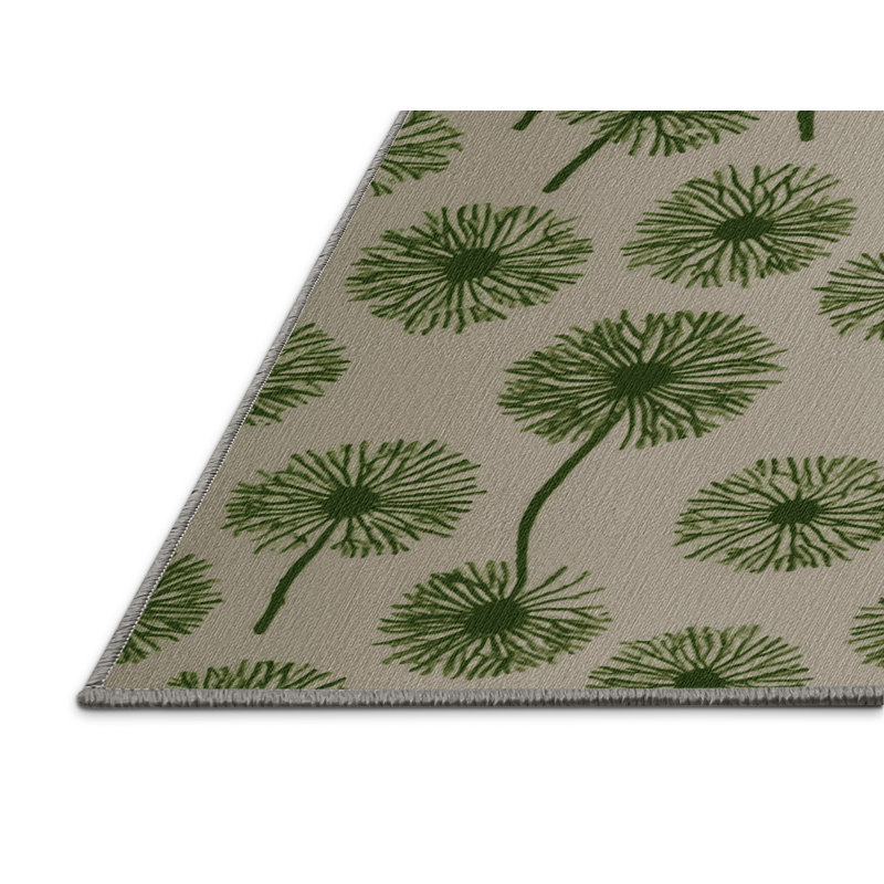  Tapis lavable vert pissenlit, Rond 5 pi
