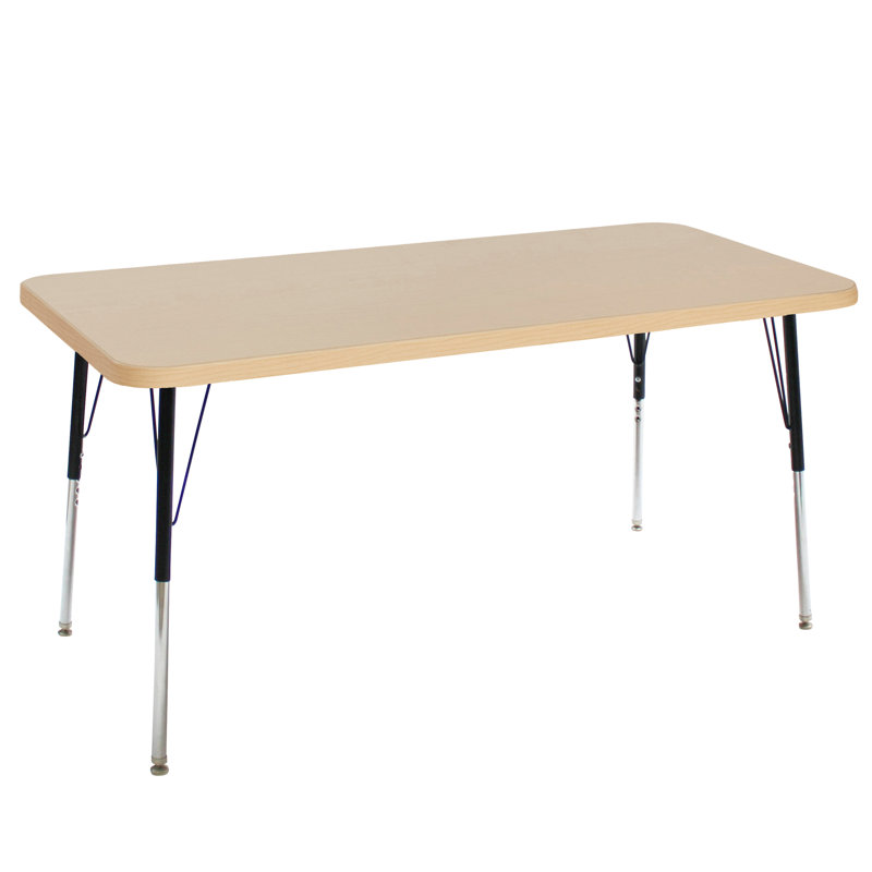 Table d'activité rectangulaire avec pieds réglables La Madera, 30 po x 60 po, Standard, Grain d'érable / noir