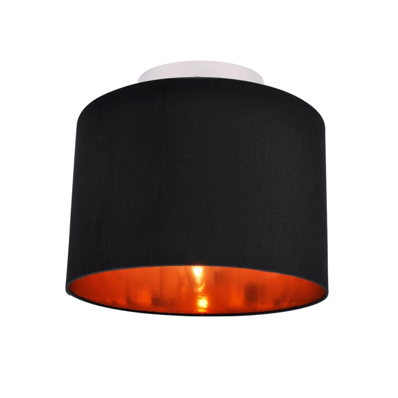 Fumiko Fabric Semi Flush Mount, Black/Copper