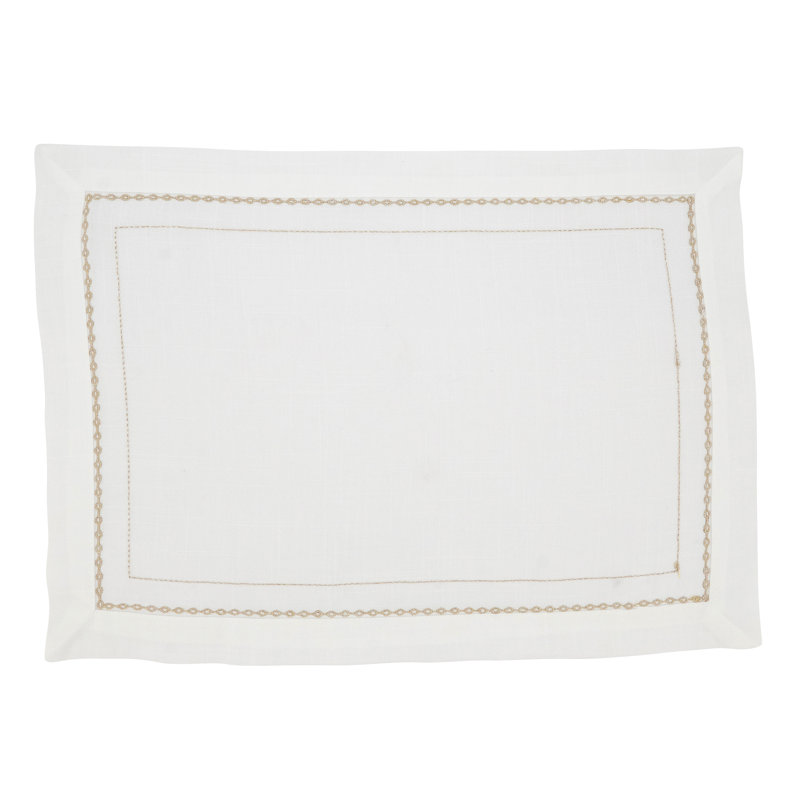 Gold Embroidered Chainlink Polyester Rectangle Placemats, Set of 4