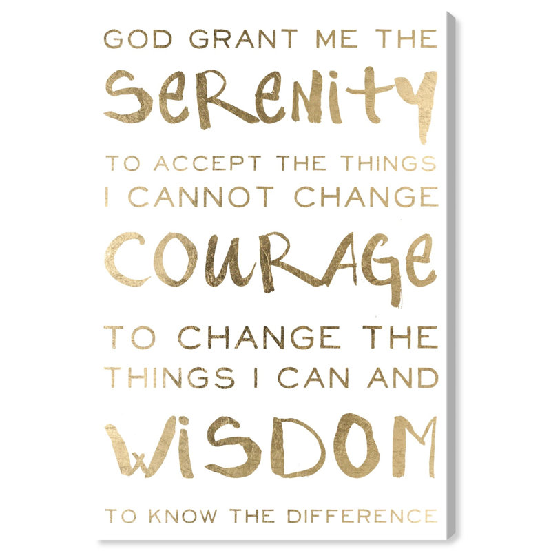 Serenity Prayer and Courage Motivation - Art textuel sur toile, Toile tendue, H 30 po x l 20 po