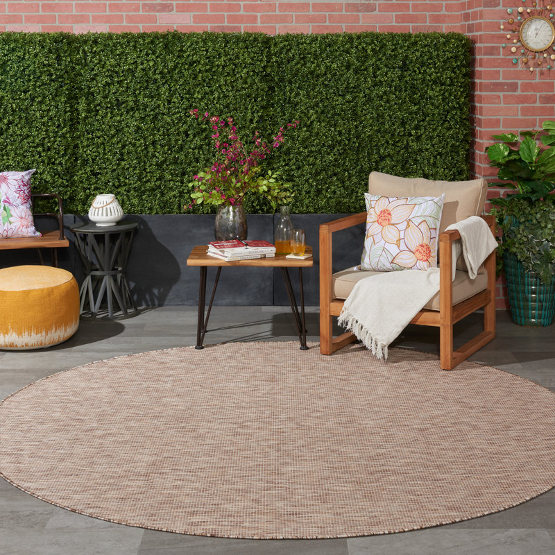 Lillehammer Solid Indoor/Outdoor Area Rug, Round 8', Beige
