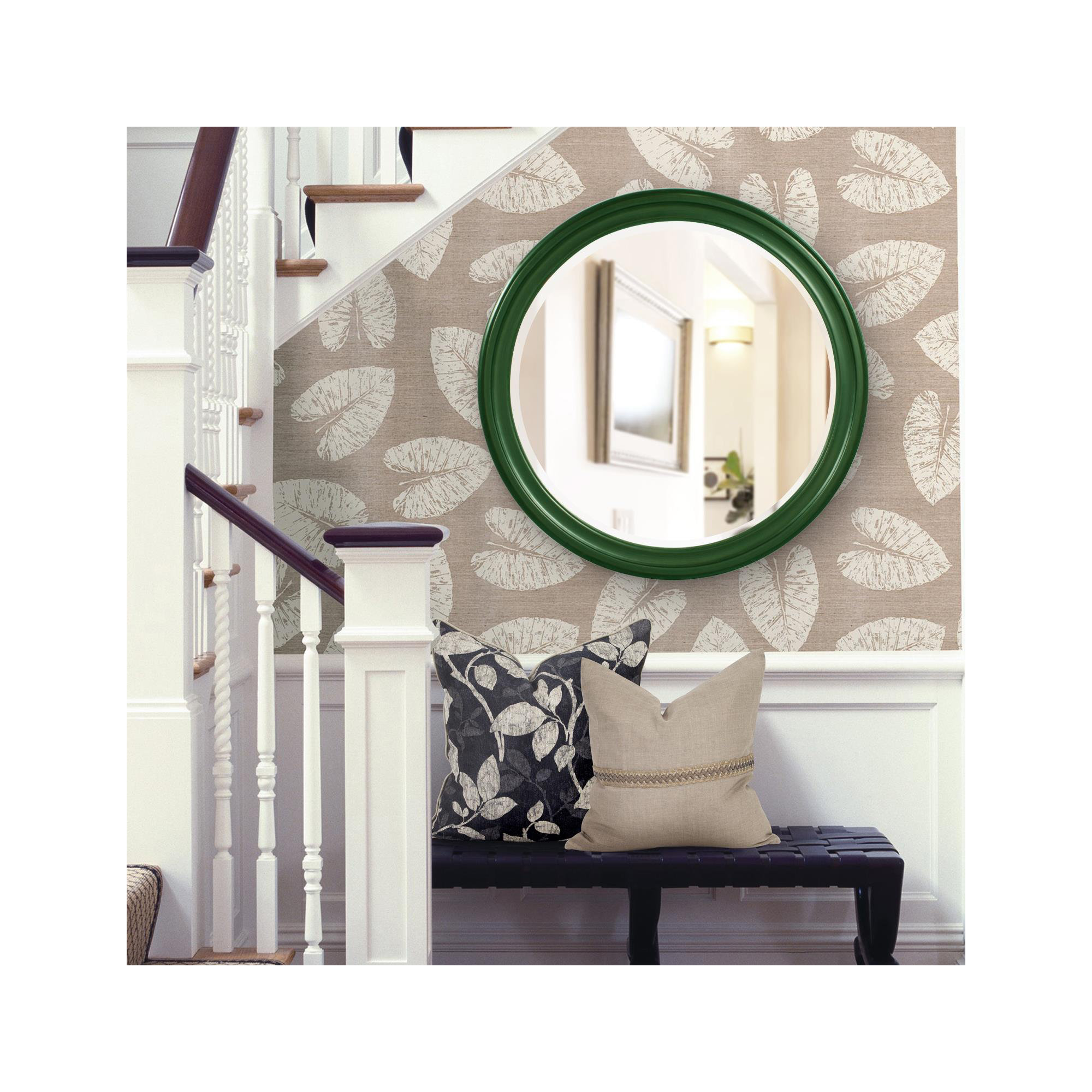 Talvi Wood Round Wall Mirror, Hunter Green