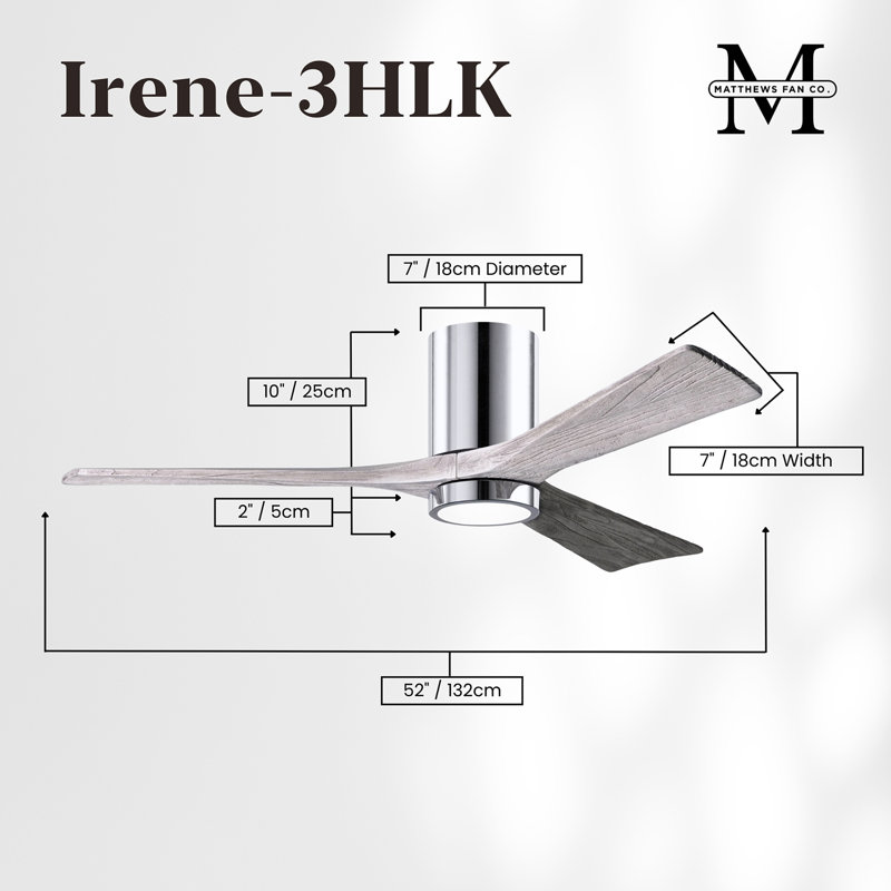 Irene LED Ceiling Fan, Polished Chrome, Barn Wood Tone, 52"