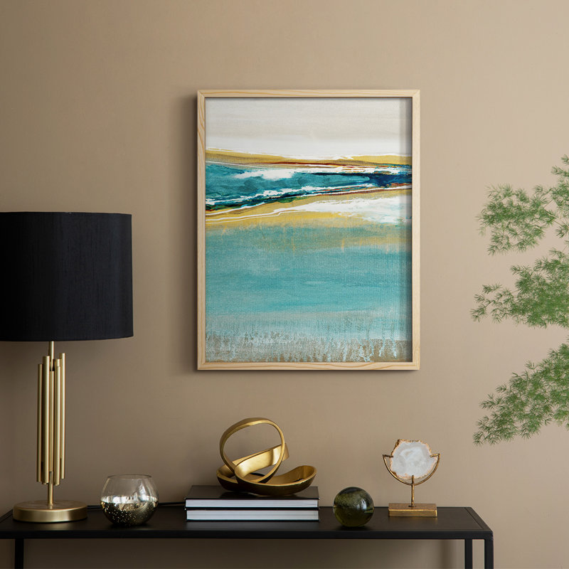 Reproduction encadrée Aqua Quartz V1 - bois massif, Naturel, H 15 po x l 12 po