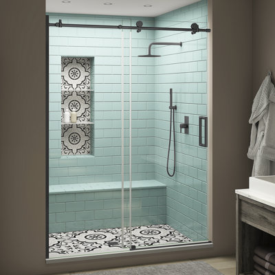 Porte de douche coulissante simple sans cadre avec abat-jour Coraline XL