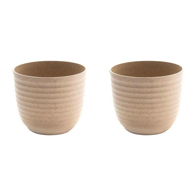 8.6" Matera Round Planter Eco-Friendly Beige - Set Of 2, Beige