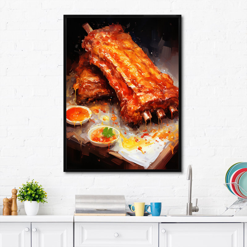 Lemmonds Food Bbq Ribs I, H 32 po x l 16 po x P 1 po, Cadre flottant noir
