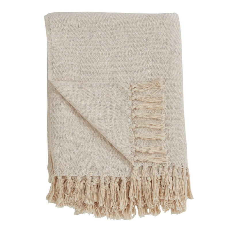 Sevan Collection Hand Woven Throw Blanket, Ivory