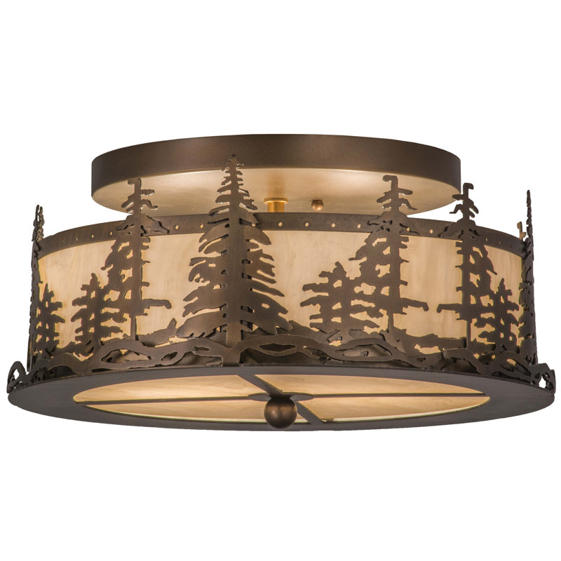 Plafonnier semi-encastré d'extérieur 2 lumières, Cuivre antique, Crème Carrare