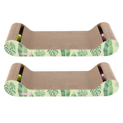 Engvall 23.75" Modern Cardboard Lounge Bed Cat Scratcher with Built-In Bell Toys and Catnip