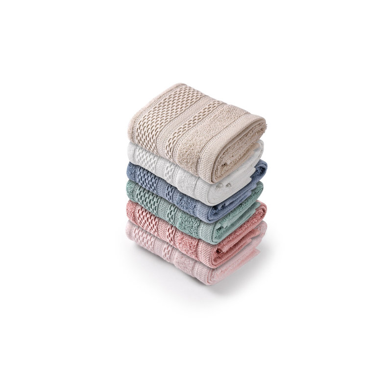 Ensemble de serviettes de lavage (6 pièces), Gris / jaune / mauve / crème