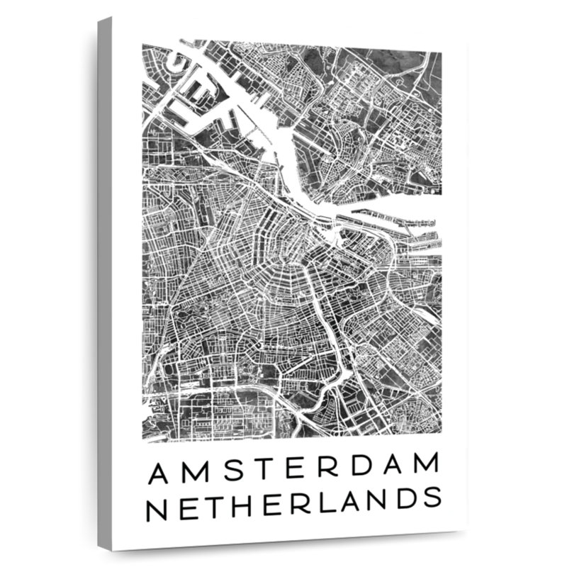 Aliaz Minimalist Amsterdam City Map, 30" H x 20" W