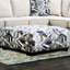 Carré contemporain avec pieds fuselés en plastique, siège à ressorts ensachés, motif dynamique, bleu et brun sur la base, L 38 po x l 38 po H 17 po, 1 pièce de style avec design multicolore de 38 pouces de large