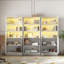 Bibliothèque de 71 po de hauteur avec portes en verre, lumières DEL et prise de courant, grande tablette de rangement pour le salon et la chambre à coucher-2107593925