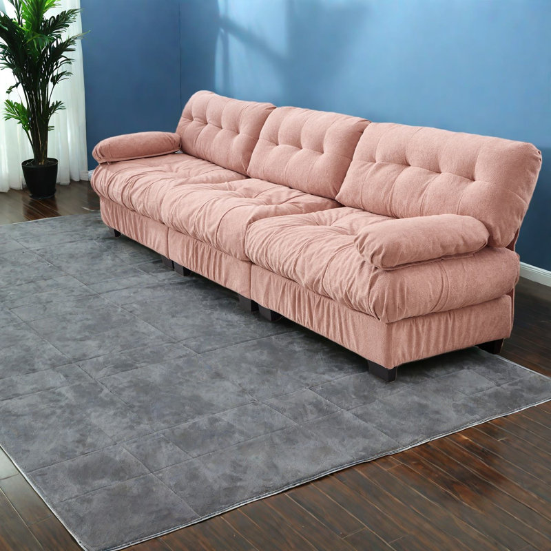 Canapés modulaires spacieux à assise profonde, canapé moderne à structure en bois pour la maison