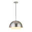 Luminaire suspendu de 15,75 po de largeur avec abat-jour en métal / verre Octavia en nickel brossé / nickel brossé et blanc Octavia-824343168
