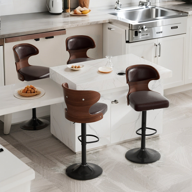 Bois moderne - Tabourets de bar réglables d'appoint, Noir