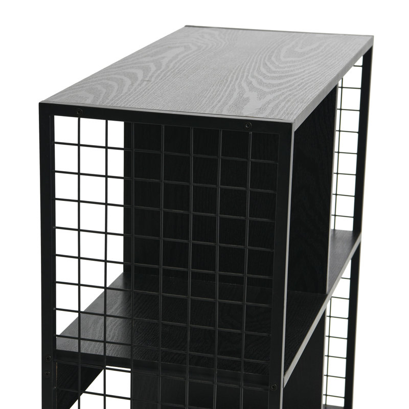 Black Oak & Iron 4-Cube Display Shelf, Black Oak