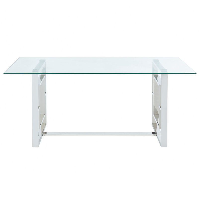 Table de salle à manger rectangulaire Dennis en argent, Argent argent